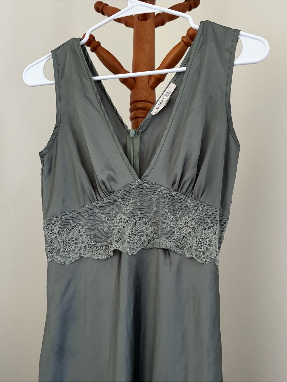Morrisday The Label Satin Green Slip Dress